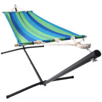Hamac cu cadru metalic, verde-multicolor, 200 x 80cm