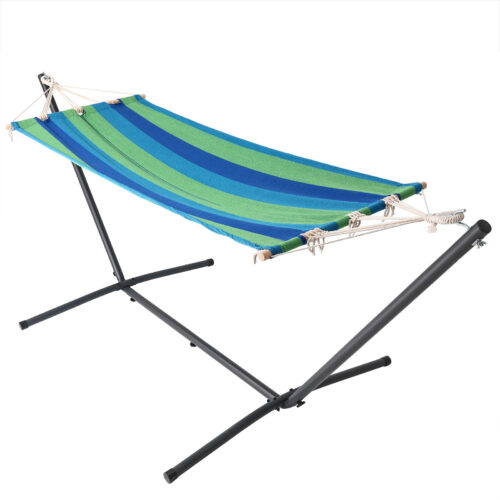 Hamac cu cadru metalic, verde-multicolor, 200 x 80cm