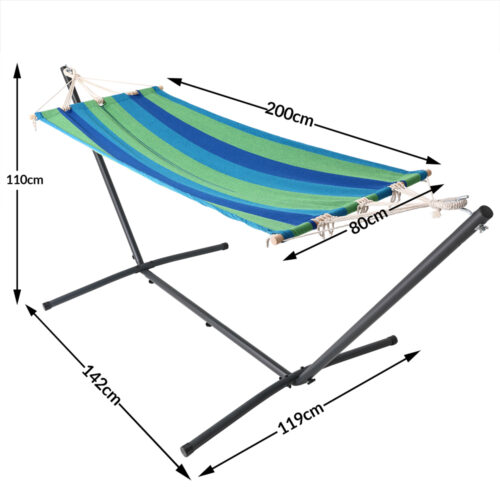 Hamac cu cadru metalic, verde-multicolor, 200 x 80cm