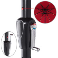 Umbrelă solară LED Miami, roșie, din aluminiu, Ø270cm, protecție UV 80+