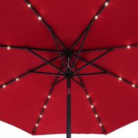 Umbrelă solară LED Florida Roșie Ø300cm Protecție UV 80+