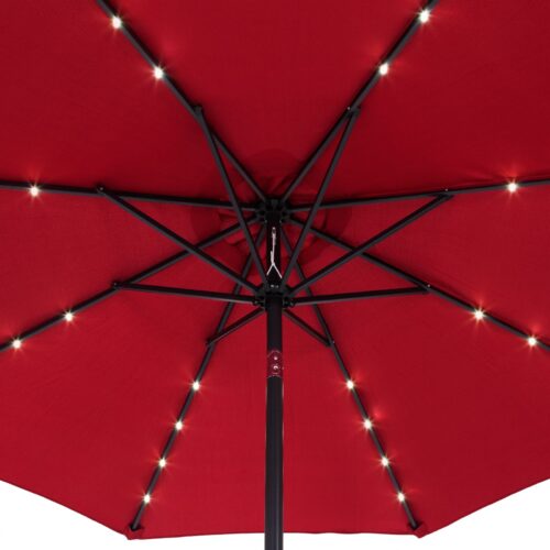 Umbrelă solară LED Florida Roșie Ø300cm Protecție UV 80+