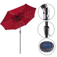 Umbrelă solară LED Florida Roșie Ø300cm Protecție UV 80+