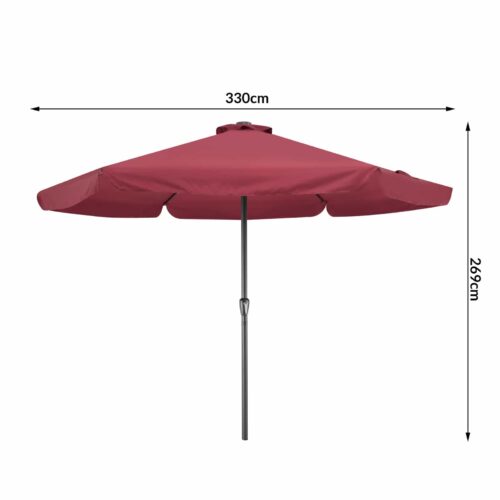 Umbrelă solară LED Athens Roșie Ø330cm Protecție UV 80+