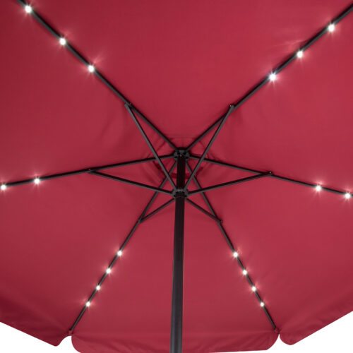 Umbrelă solară LED Athens Roșie Ø330cm Protecție UV 80+