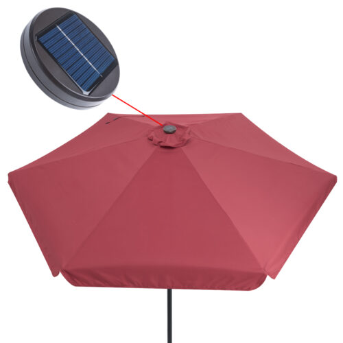 Umbrelă solară LED Athens Roșie Ø330cm Protecție UV 80+