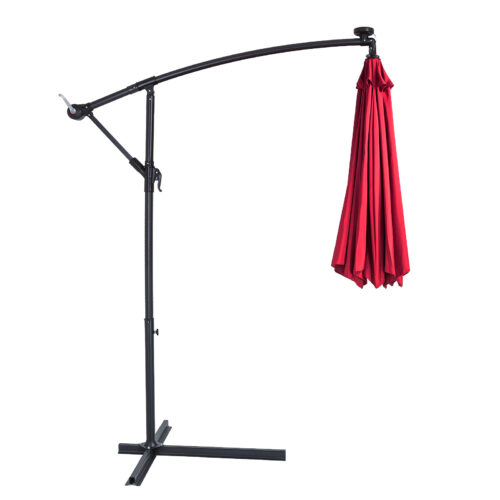 Umbrelă solară LED Haiti Roșie Ø307cm cu protecție UV 80+ și husă de protecție