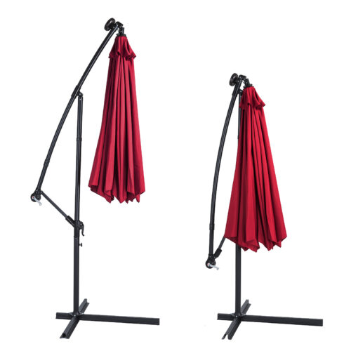 Umbrelă solară LED Haiti Roșie Ø307cm cu protecție UV 80+ și husă de protecție