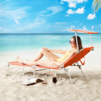 Șezlong de grădină Ibiza Orange 190x59x29cm, parasolar din aluminiu