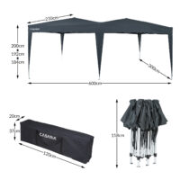 Pavilion pliabil, antracit, 3x6m, protecție UV 50+