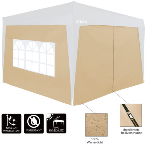 Panouri laterale pentru pavilion pliabil, set de 2, bej, 3x2m