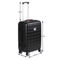 Valiză rigidă L cu roți 360º, valiză de călătorie, 80L, ABS negru