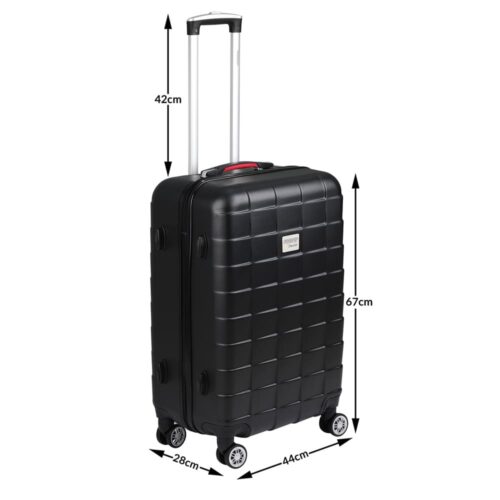 Valiză rigidă L cu roți 360º, valiză de călătorie, 80L, ABS negru
