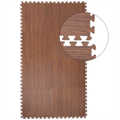 Covorașe/covorașe puzzle pentru podea, set de 8 piese, aspect lemn maro