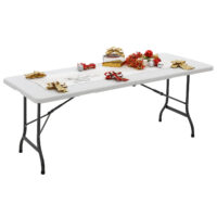 Masă de grădină din plastic alb, 220x70x72cm, pliabilă