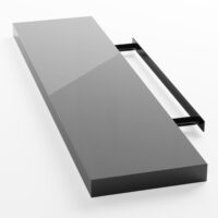 Raft de perete, raft plutitor, 90 cm, gri lucios + suport