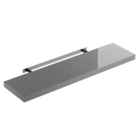 Raft de perete, raft plutitor, 90 cm, gri lucios + suport