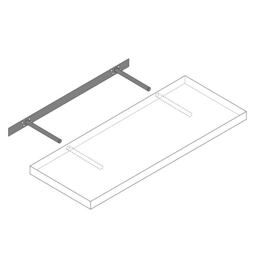 Raft de perete, raft plutitor, 90 cm, gri lucios + suport