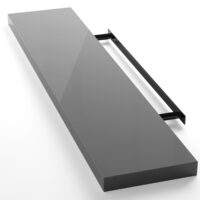 Raft de perete, raft plutitor, 110 cm, gri lucios + suport