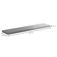 Raft de perete, raft plutitor, 110 cm, gri lucios + suport