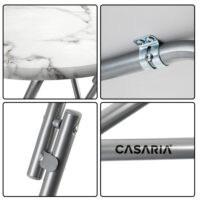Masă de bar pliabilă Ø60cm aspect marmură albă 110cm înălțime