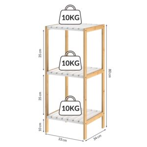 Raft independent din bambus, alb, 80x33x34cm