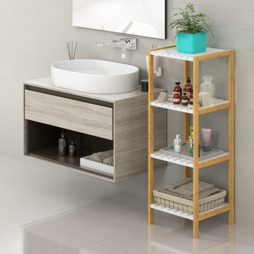 de_107920d_9.jpg Raft independent din bambus, alb, 110x33x34cm