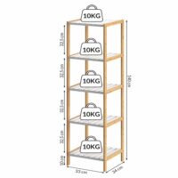 Raft independent din bambus, alb, 140x33x34cm