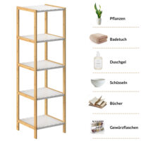 Raft independent din bambus, alb, 140x33x34cm