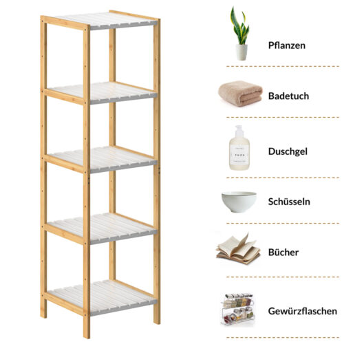 Raft independent din bambus, alb, 140x33x34cm