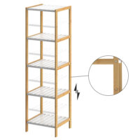 Raft independent din bambus, alb, 140x33x34cm