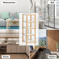 Raft independent din bambus, alb, 140x33x34cm