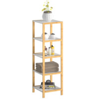 Raft independent din bambus, alb, 140x33x34cm
