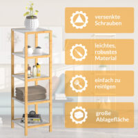 Raft independent din bambus, alb, 140x33x34cm