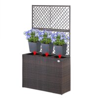 Cutie de flori din poliratan cu spalier, maro