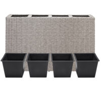 Cutie pentru flori din poliratan, crem, 95x27x60cm