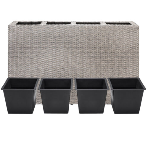 Cutie pentru flori din poliratan, crem, 95x27x60cm