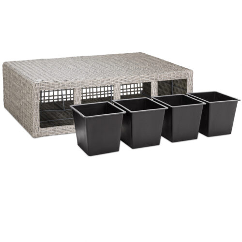 Cutie pentru flori din poliratan, crem, 95x27x60cm