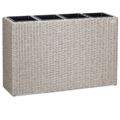 Cutie pentru flori din poliratan, crem, 95x27x60cm