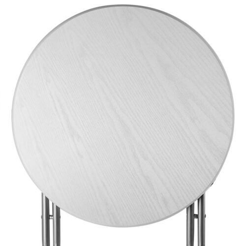 Masă pliabilă verticală Ø60cm, decor din lemn, albă