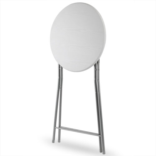 Masă pliabilă verticală Ø60cm, decor din lemn, albă