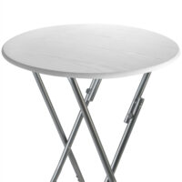 Masă pliabilă verticală Ø60cm, decor din lemn, albă