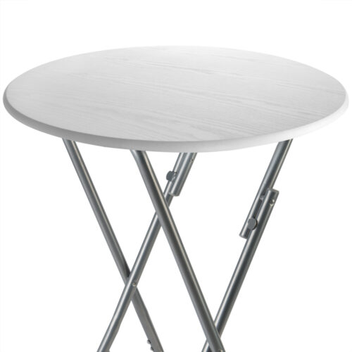 Masă pliabilă verticală Ø60cm, decor din lemn, albă