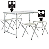 de_108133d_1.jpg Set de scaune de camping cu 5 piese, aluminiu alb, pliabil