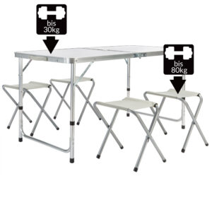 Set de scaune de camping cu 5 piese, aluminiu alb, pliabil