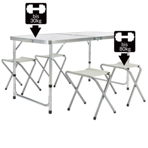 de_108133d_1.jpg Set de scaune de camping cu 5 piese, aluminiu alb, pliabil