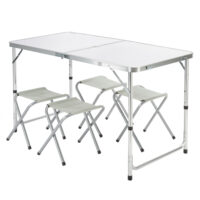 de_108133d_2.jpg Set de scaune de camping cu 5 piese, aluminiu alb, pliabil