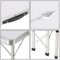 Set masa cu banci pliabile pentru camping, aluminiu alb