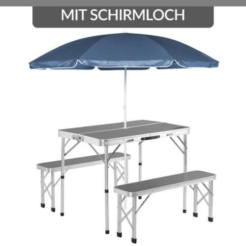 Set de scaune de camping din 3 piese, aluminiu gri, pliabil cu mâner, economisește spațiu