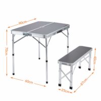Set de scaune de camping din 3 piese, aluminiu gri, pliabil cu mâner, economisește spațiu